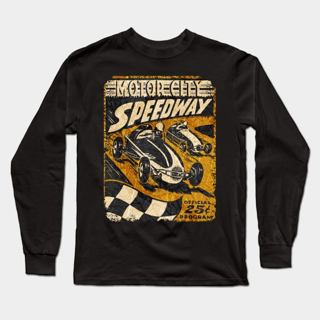 Motorcity Races Long Sleeve T-Shirt by Midcenturydave